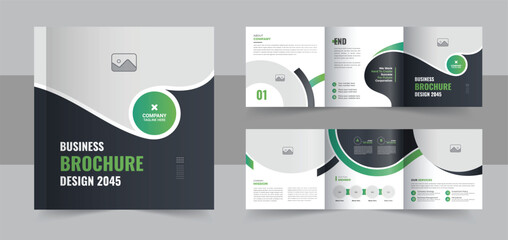 Wall Mural - multicolor square trifold brochure design or corporate square tri fold brochure design vector layout