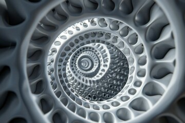 Fototapete - 3D rendering of a spiral pattern with twisted, overlapping segments, generated by ai
