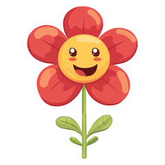 Wall Mural - A flower cartoon character isolated on white background