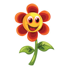 Wall Mural - A flower cartoon character isolated on white background