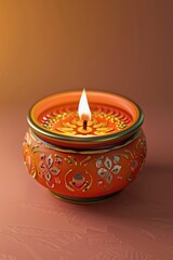 Canvas Print - Lit Candle on Table