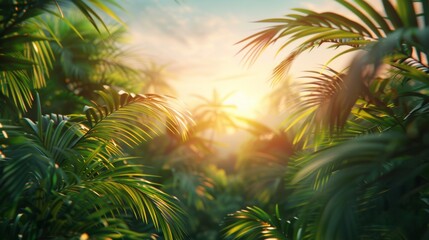 Sticker - Tropical Aesthetic Background with Amazing Natural Scenery