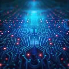 Poster - Illuminated Circuit Pathways on Dark Technology Background, Abstract Electronic Networks Concept