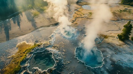 Poster - Landscape of the geysers from above