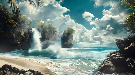 Poster - A landscape with a tropical coast