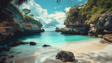 Poster - Landscape with a secluded tropical bay image