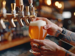 Canvas Print - Person with Beer at Bar