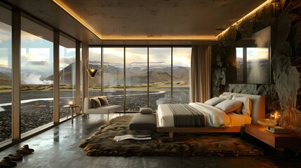 Poster - A luxury hotel room in iceland picture