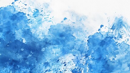 Leinwandbilder - Watercolor background art abstract surface blue watercolor painting textured design on white paper background banner backdrop template poster wallpaper : Generative AI