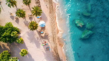 Wall Mural - A beach with golden sand and azure