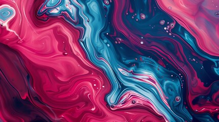 Aufkleber - A vibrant blend of swirling pink red and blue hues in an abstract fluid art composition perfect for dynamic and creative backgrounds : Generative AI