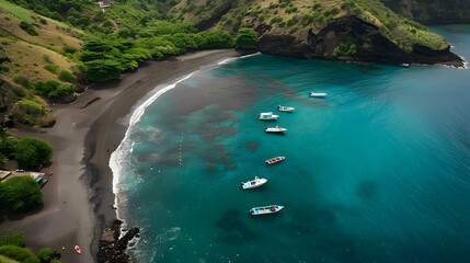 Poster - A beach of dark volcanic sand picture