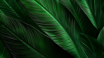 Wall Mural - abstract green leaf texture tropical leaf foliage nature dark green background : Generative AI