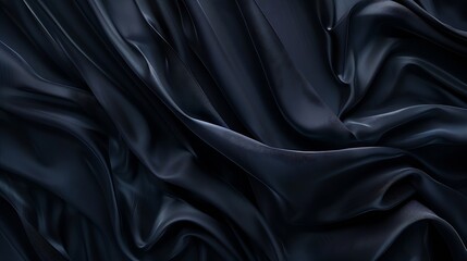 Poster - Black dark gray blue abstract elegant background Drapery Curtain Fabric material Soft folds Wave stripe line Gradient Empty space Design Template : Generative AI