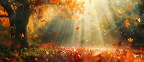 Wall Mural - sunny autumn art in nature background