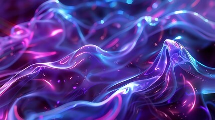 Leinwandbilder - Abstract waves shape glowing in ultraviolet spectrum Background for banner backdrop or texture for 3D mapping : Generative AI