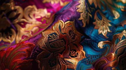 Poster - Textured fabric with rich, intricate patterns and vibrant, eye-catching colors.