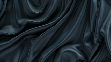 Poster - Black dark gray blue abstract elegant background Drapery Curtain Fabric material Soft folds Wave stripe line Gradient Empty space Design Template : Generative AI