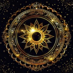 Wall Mural - Black and Gold Mandala Illustration