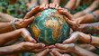 © wannapong - Unity for Ozone Protection: Diverse Group Holding Hands Around the Globe
