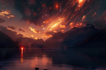 Wall Mural - A cosmic confluence of energy, where the boundaries between realities blur and anything is possible.