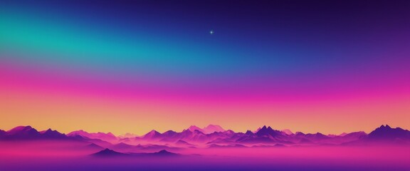 Fototapete - 4K Beautiful color gradient Focus on style synthwave inspired vi