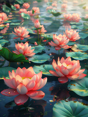 Wall Mural - pink lotus flower in pond