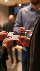 professional networking event with people exchanging business cards., clean background, photo stock 