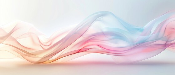 Wall Mural - Abstract colorful flowing wave lines on a light background. Gentle and smooth, perfect for modern design, banners, and artistic projects.