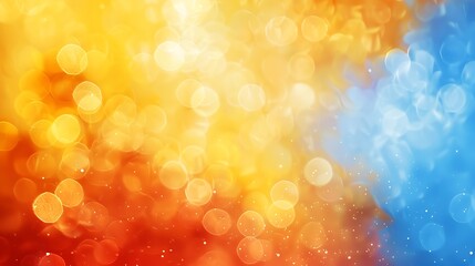 Poster - abstract fuzzy blurred golden red blue orange and yellow festive background : Generative AI