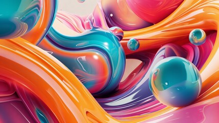 Poster - A captivating 3D background with swirling shapes and vivid colors, creating a dynamic visual experience.