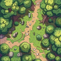 Wall Mural - Top VIew Map Forest Videogames