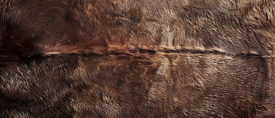 Wall Mural - Panoramic close-up, high detail scan of buffalo hide material, Generative AI