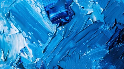 Aufkleber - Blue background with oil paint Beautiful close up brushstrokesDetail of artistic abstract oil painted background : Generative AI