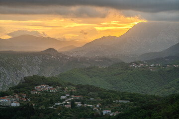 Wall Mural - Spectacular sunrise over the Biokovo mountain massif