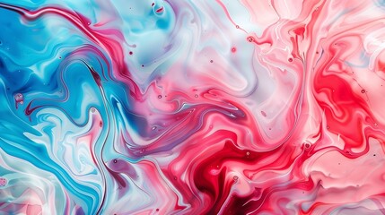 Aufkleber - A vibrant blend of swirling pink red and blue hues in an abstract fluid art composition perfect for dynamic and creative backgrounds : Generative AI