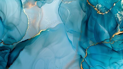 Leinwandbilder - Luxury blue abstract background of marble liquid ink art painting on paper  Image of original artwork watercolor alcohol ink paint on high quality paper texture : Generative AI