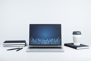 Aufkleber - Creative concept of microscheme illustration on modern laptop screen. Big data and database concept. 3D Rendering