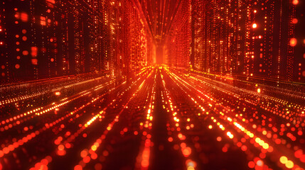 Poster - Digital binary code matrix background - 3D rendering of a scientific technology data binary code network conveying connectivity, complexity and data flood of modern digital age
