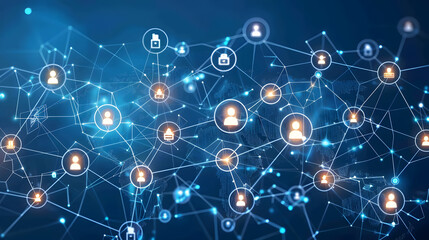 Poster - Digital technology, global business network connection, data analysis, social media marketing, digital software development, teamwork and business strategy, internet technology concept