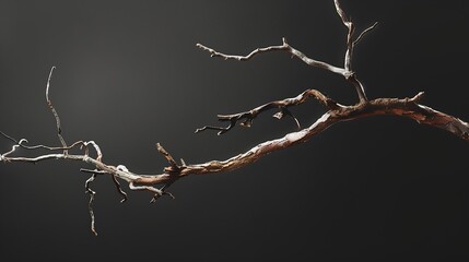 Poster - Dry tree branch isolated on black background : Generative AI