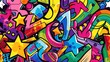 © harkamat - Graffiti art modern rainbow colorful style dynamic vibrant abstract background wallpaper AI generated image
