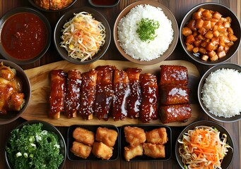 Wall Mural - Korean BBQ Ribs Meal Set