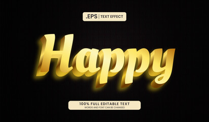 Wall Mural - happy text effect in gold, editable font style
