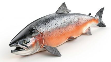 Wall Mural - illustration of a perfectly cooked salmon fish, isolated on white, ideal for seafood menu designs.
