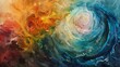 © Nattapoom - Abstract painting with swirling colors and textures art