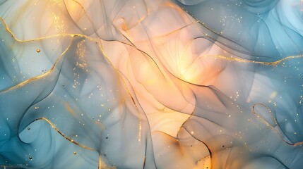Poster - Natural  luxury abstract fluid art painting in alcohol ink technique Tender and dreamy  wallpaper Mixture of colors creating transparent waves and golden swirls For posters other print : Generative AI