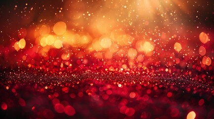 Wall Mural - Red Glitter and Bokeh Lights on a Dark Background