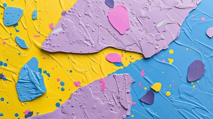 Poster - A vibrant background with non-seamless lilac, chambray blue, and yellow patterns captures 2024's colors.
