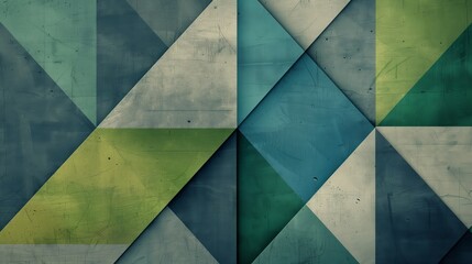 Poster - A sleek, contemporary background with seamless geometric patterns in green, blue, and grey. Ideal for modern designs.